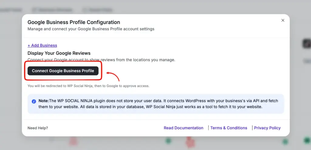 google business profile connection for first time