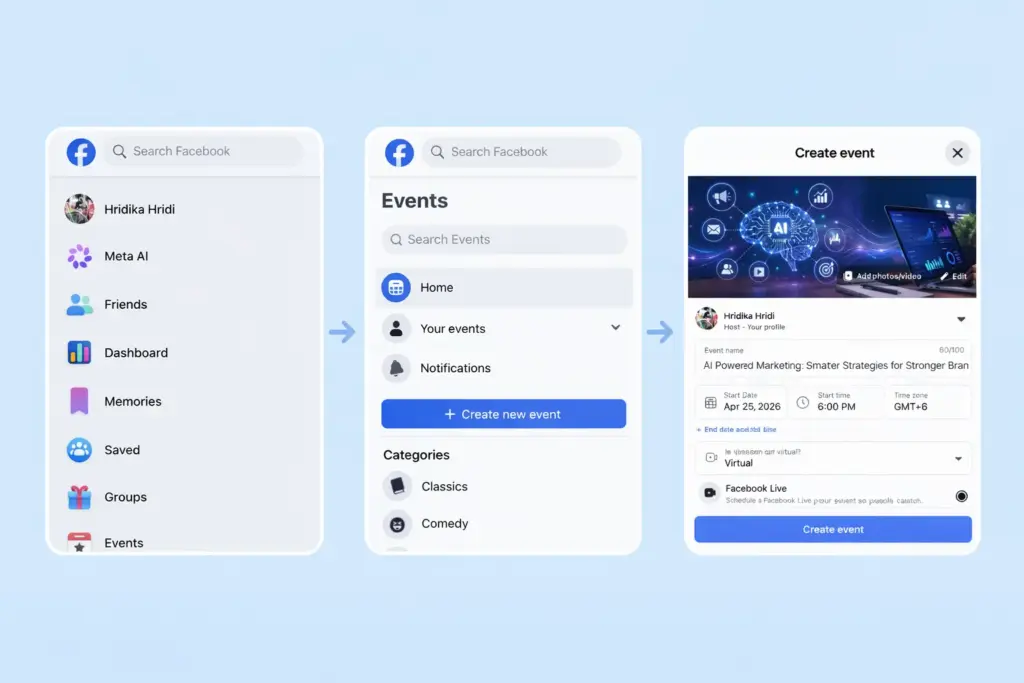 create an facebook event from personal profile