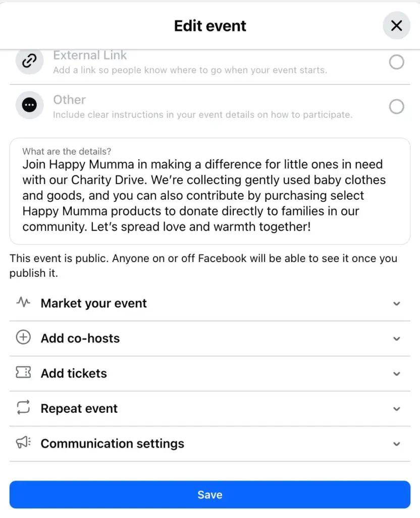 edit event on Facebook