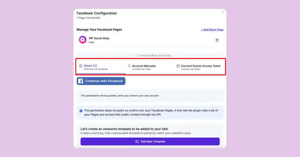 event feed configuration wp social ninja