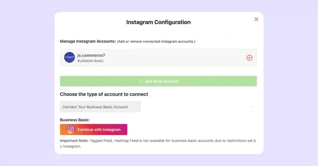 instagram configuration