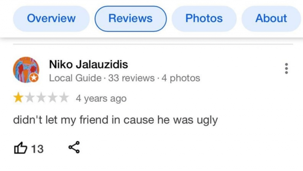 Funniest Google reviews