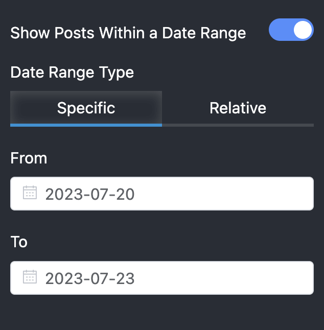 Specific Date Range