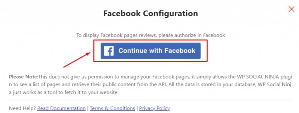 Facebook configuration process