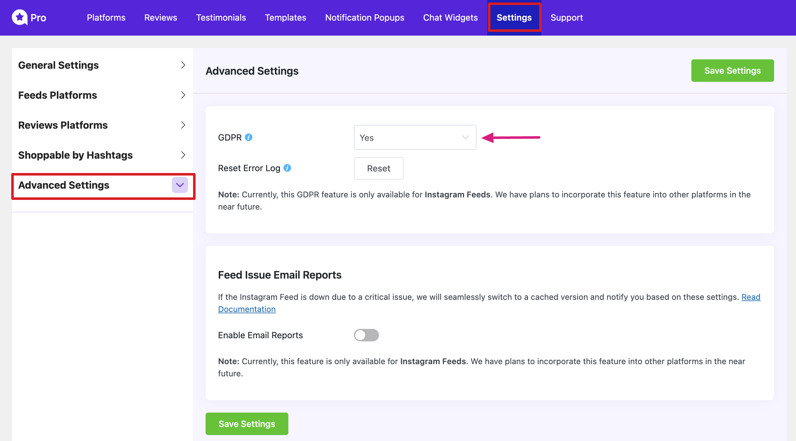 GDPR Settings for Instagram feed | WP Social Ninja