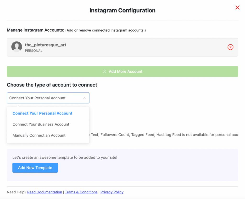 Instagram configuration 