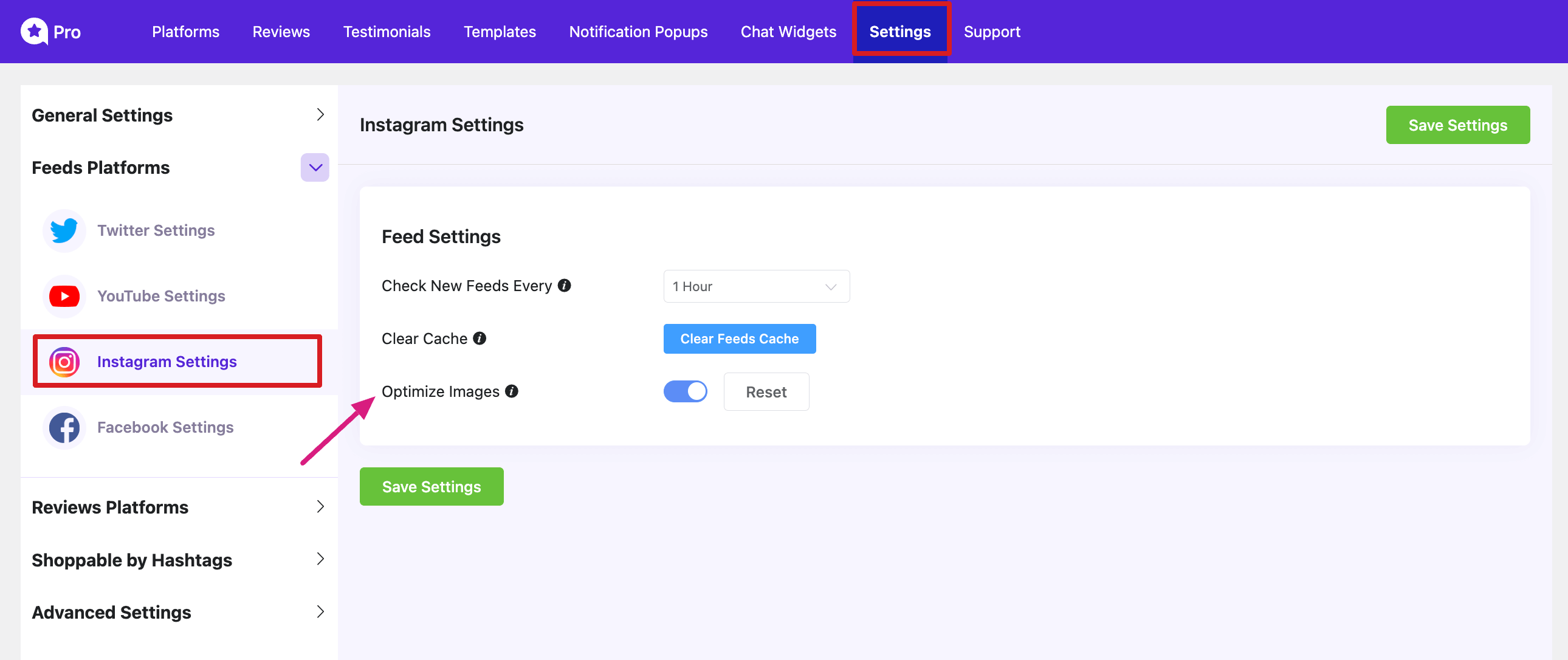 Instagram settings optimize Images