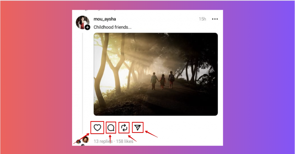 This is the image of an Instagram Threads post. This shows the buttons or options found in any Thread.