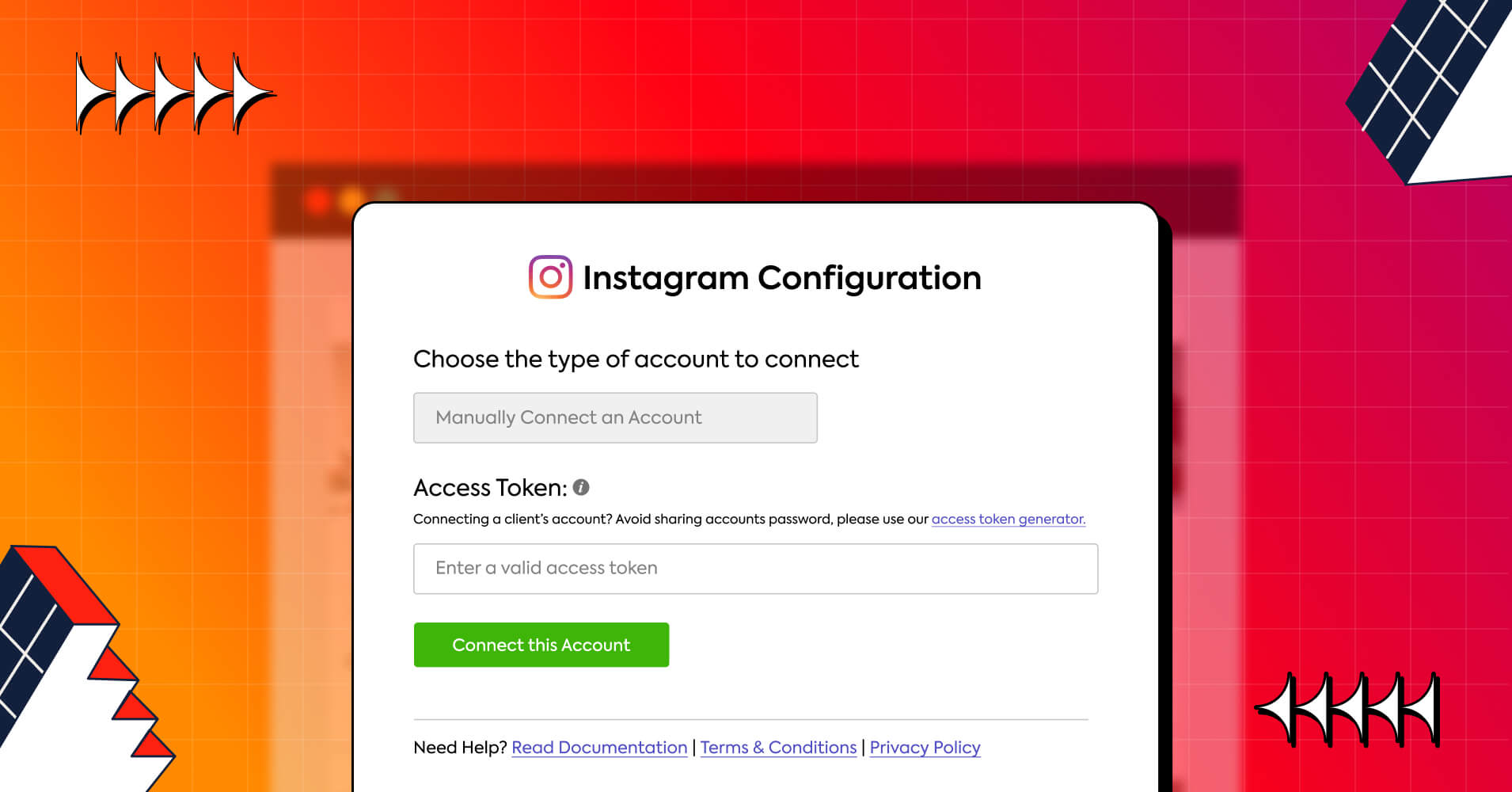 Manually connect Instagram does not require a password to connect.