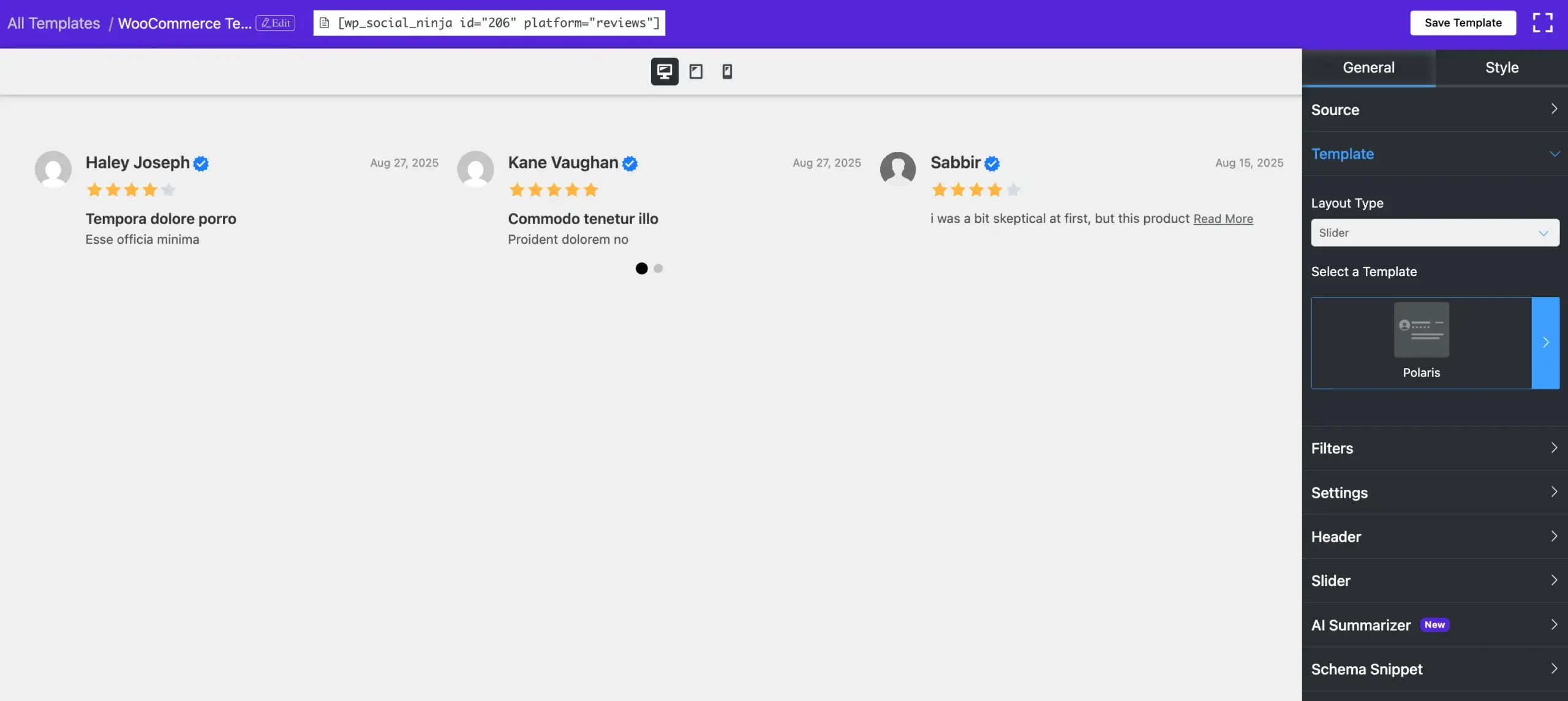 polaris template for woocommerce