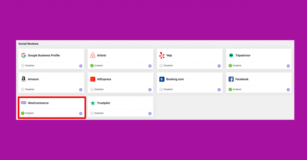 WooCommerce reviews in social reviews platform