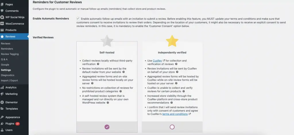 remider for automate review collection