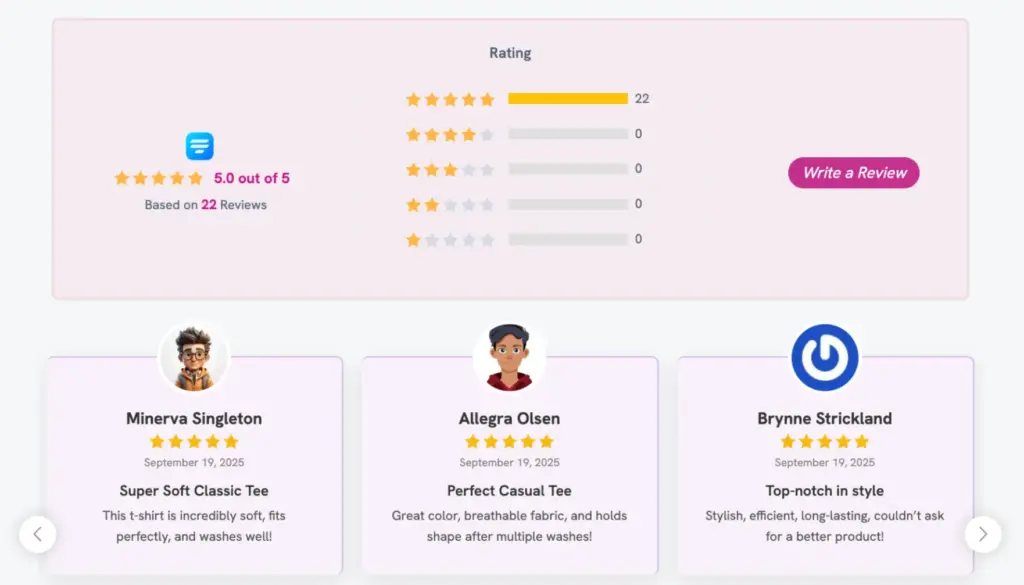 woocommerce reviews on website by wp social ninja