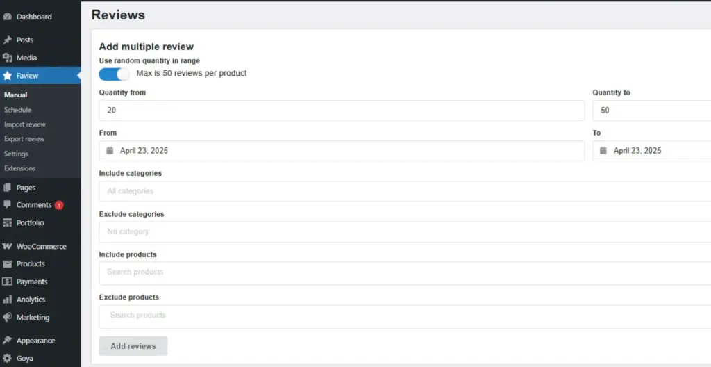 faview review display settings