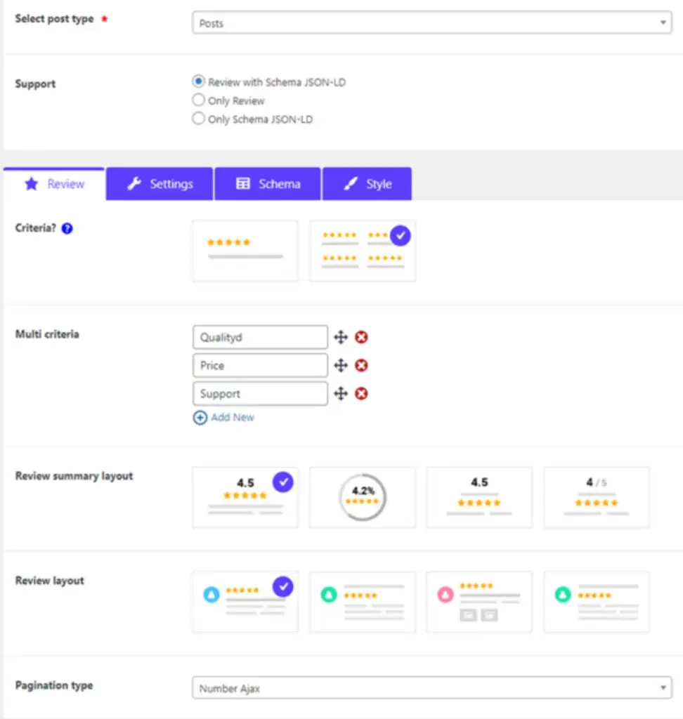 review schema settings in review schema wocommerce plugin
