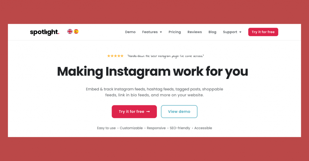 Spotlight Social Media Feeds, is a popular plugin for embedding Instagram feed.