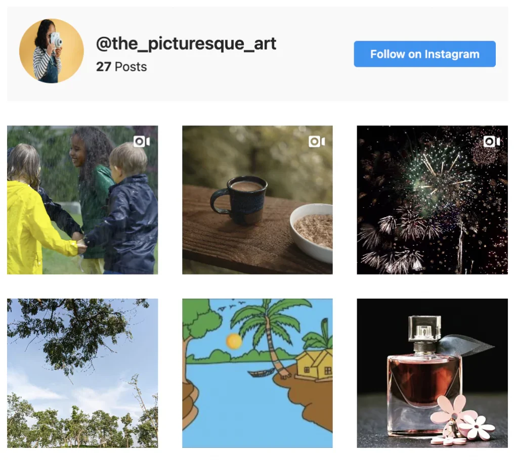 Instagram feed preview on website