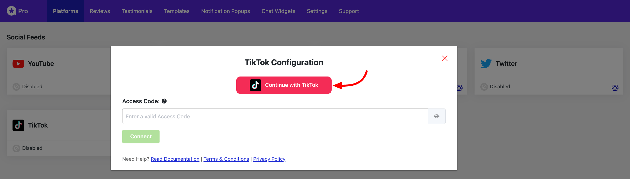 TikTok Configure Access Code