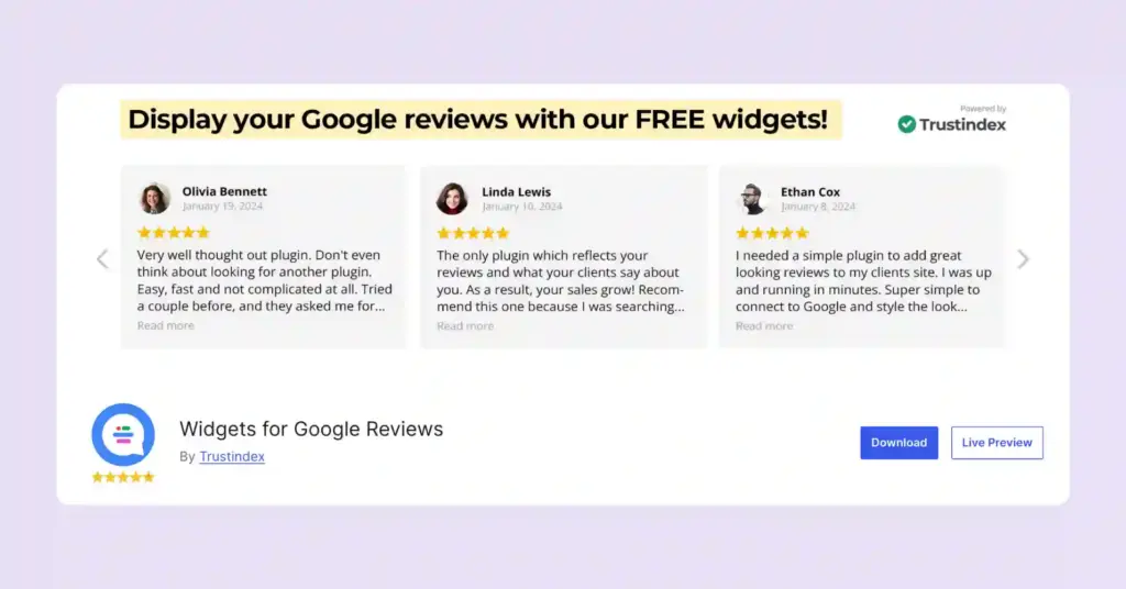 widgets for google reviews