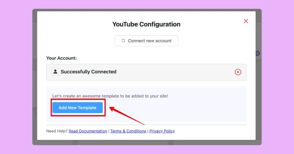 Adding a new template option, a mandatory step to create a YouTube live stream feed