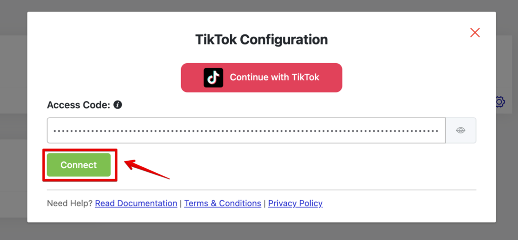 Connecting a TikTok account.