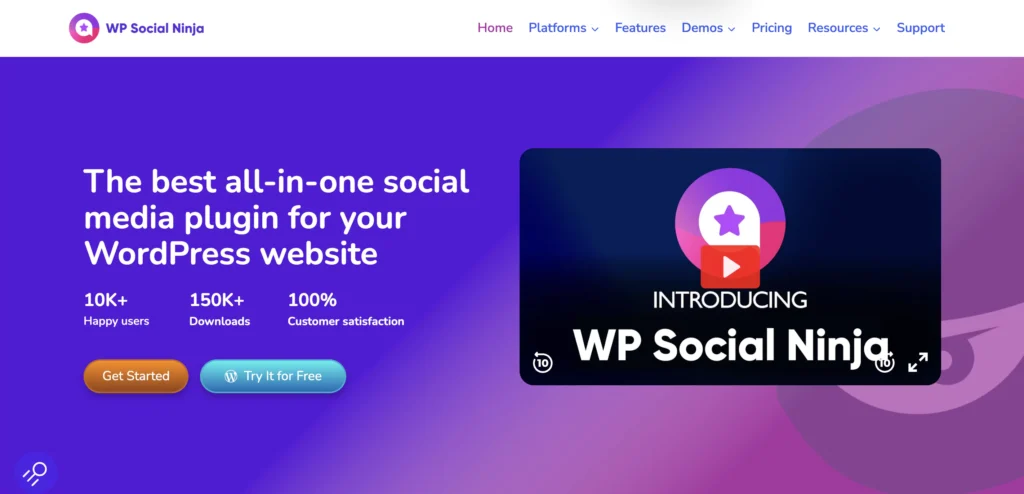 WP Social Ninja, an all-in-one social media plugin.