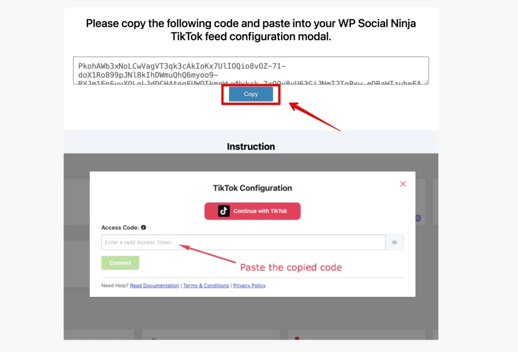 TikTok account configuration code.