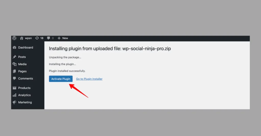 Manually upload plugin activate