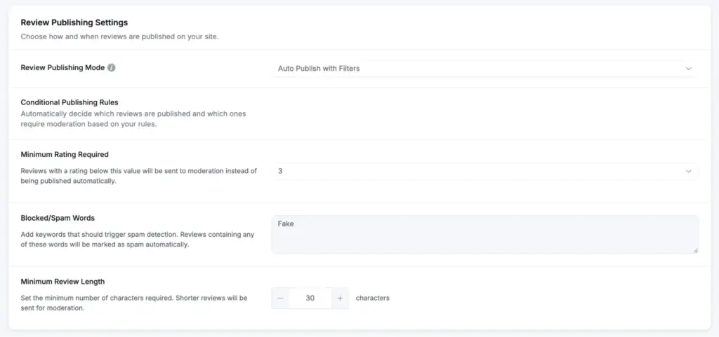 Auto publish filter setups for WooCommerce product reviews
