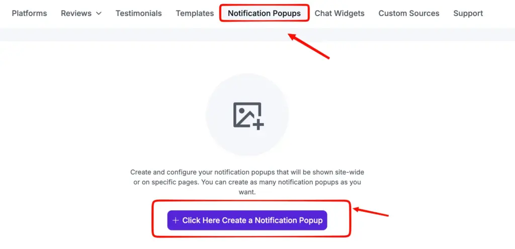 Notification popup settings of WP Social Ninja