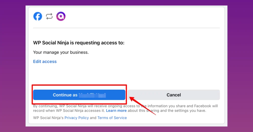 Access permission page of WP Social Ninja