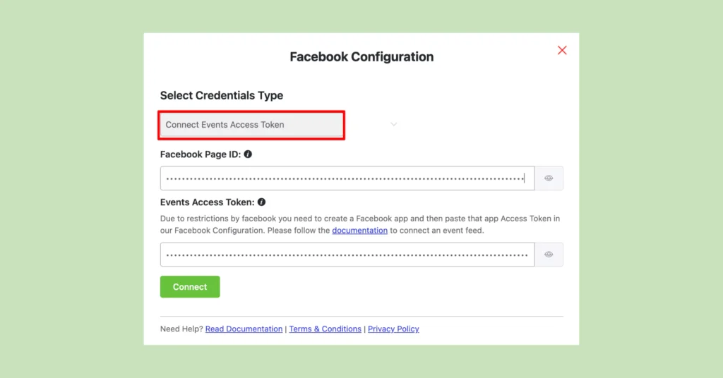 Configuration - Connect event access toen