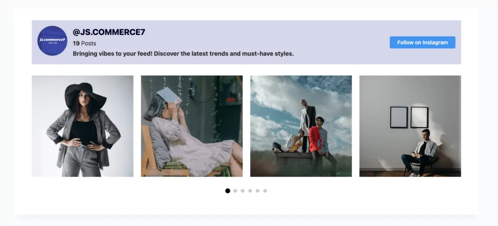Website font-end preview of Instagram slider widget of WP Social Ninja