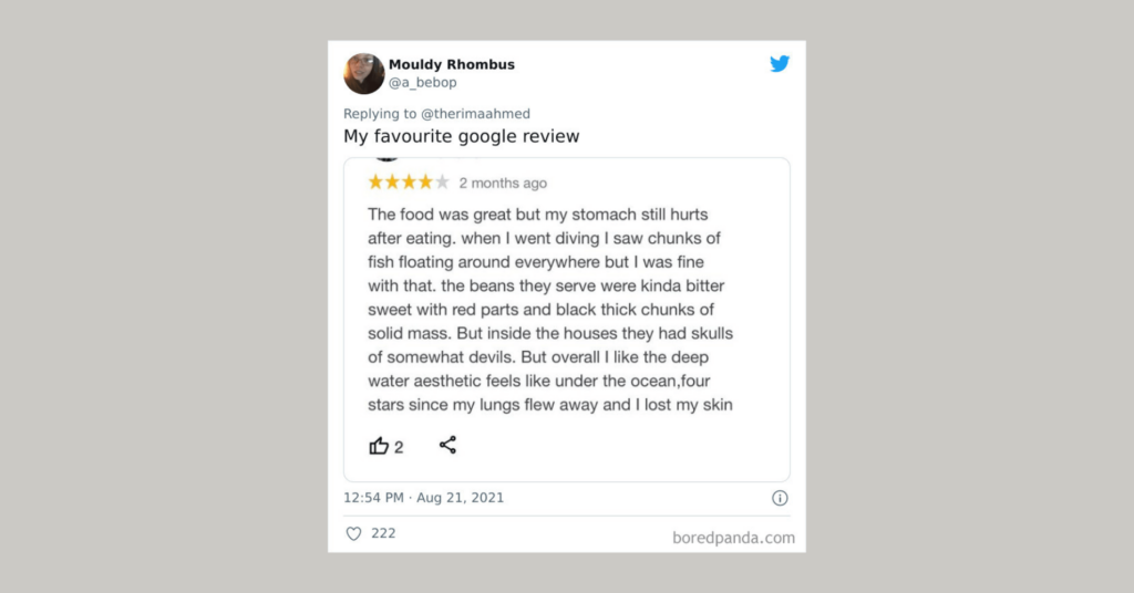 Funny Google reviews example