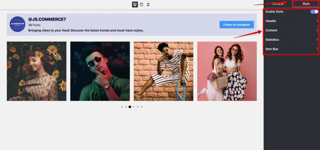 Style section customization with WP Social Ninja