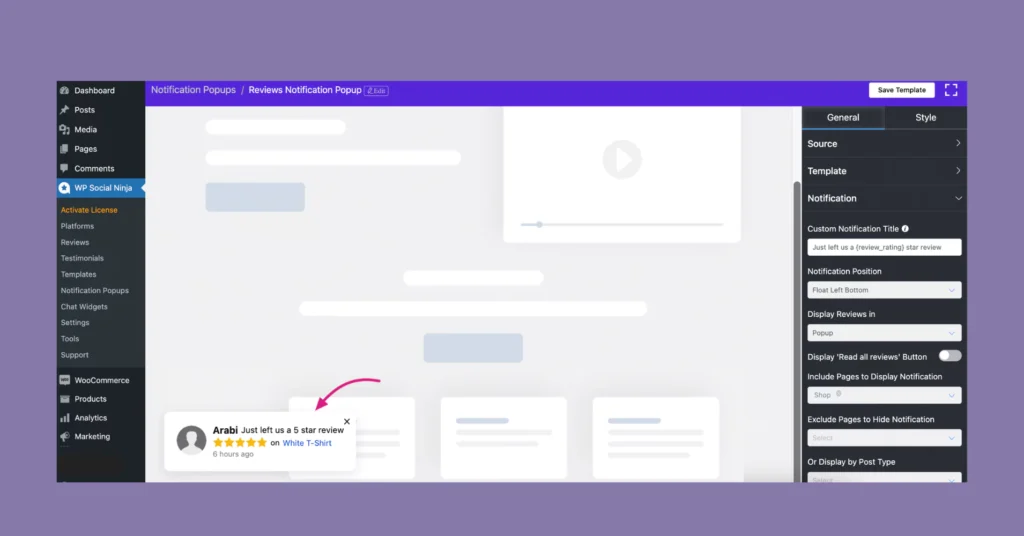 Notification Popup for WooCommerce reviews