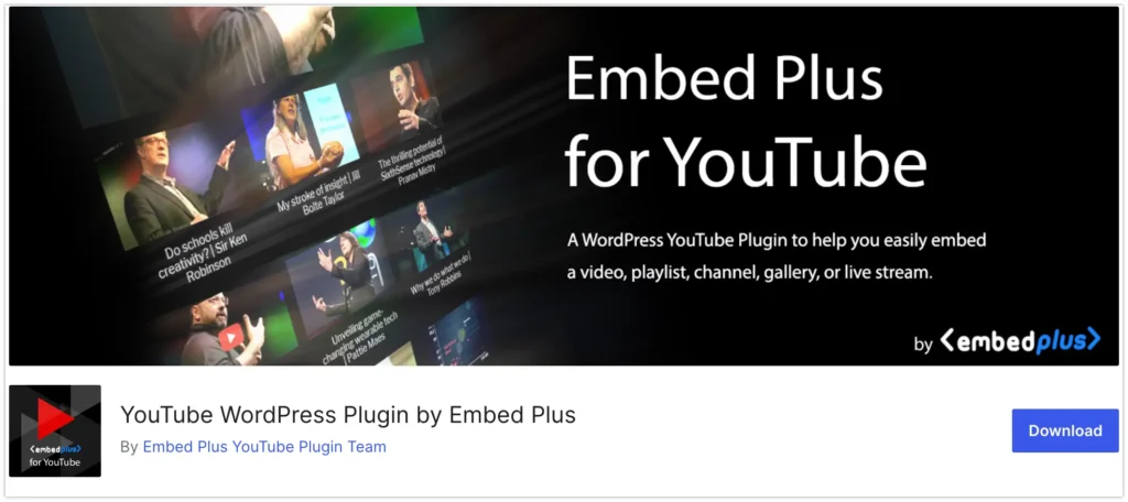 YouTube WordPress Plugin by Embed Plus