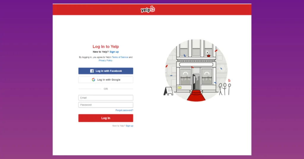 Log in to your Yelp account