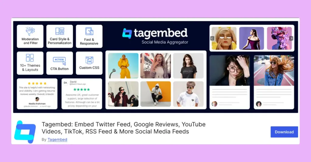 Tagembed, a social review aggregator tool for WordPress websites