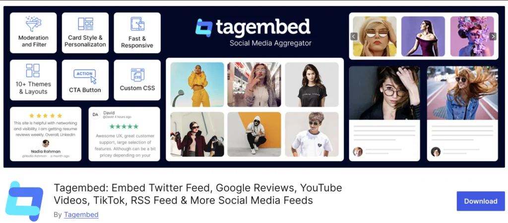 Tagembed, a social review aggregator tool for WordPress websites