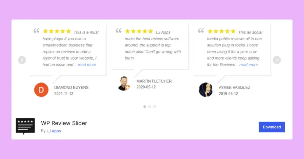 WP Review Slider is a useful review aggregator tool for WordPress