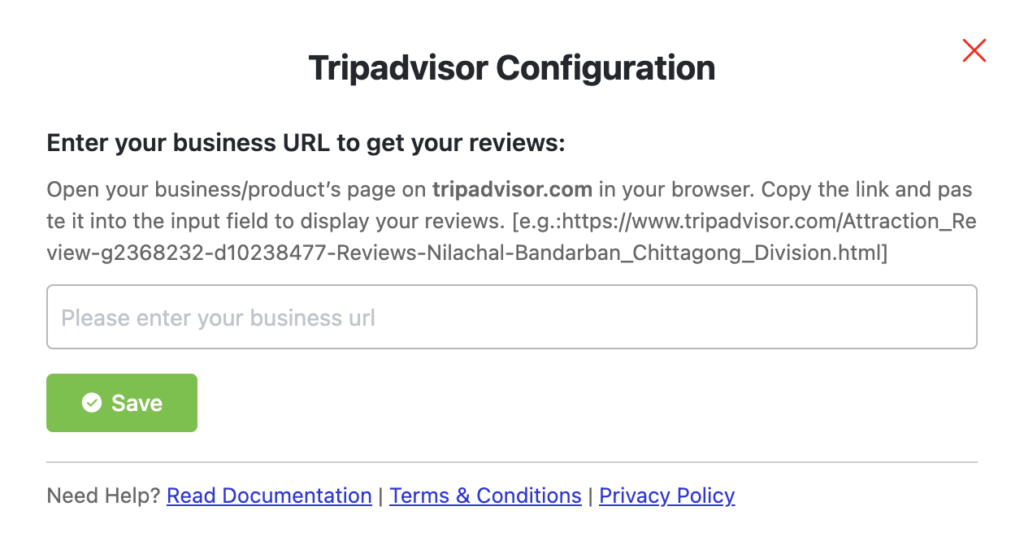 Configure your account to embed Tripadvisor reviews with WP Social Ninja