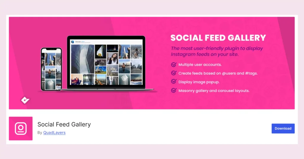 Social Feed Gallery, an Instagram plugin for WordPress websites