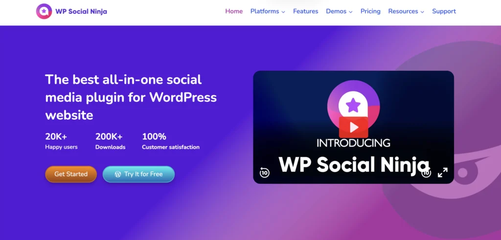 WP Social Ninja (YouTube marketing tool for WordPress)