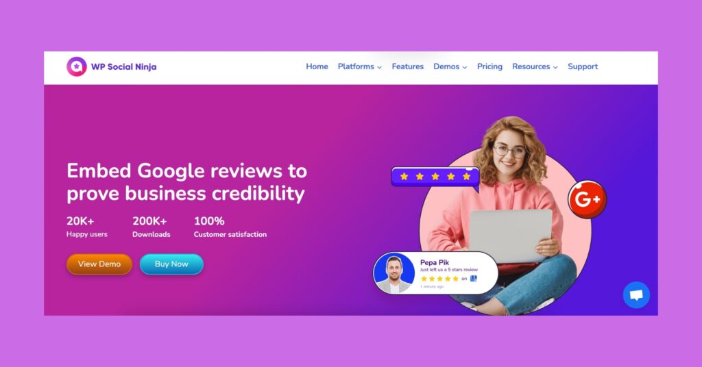 Add Google reviews with WP Social Ninja