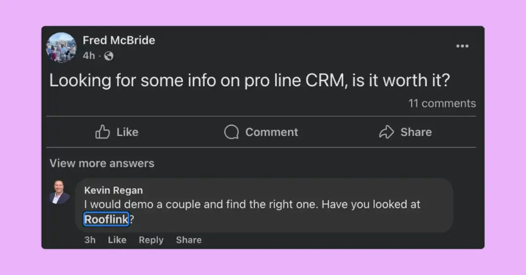 An example of promoting brand on Facebook groups