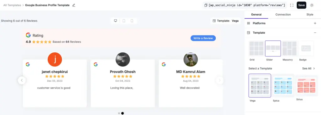 choose slider template layout