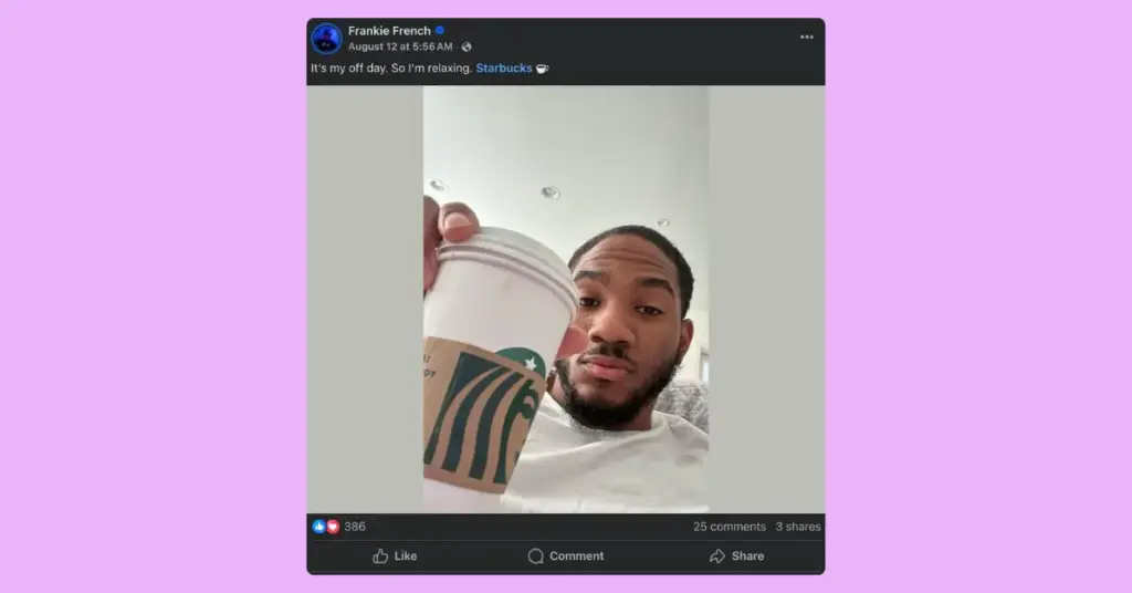 Customer check-in on the Facebook page example from Starbucks