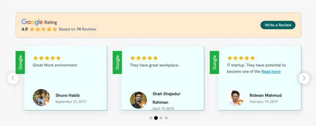 google reviews slider on website