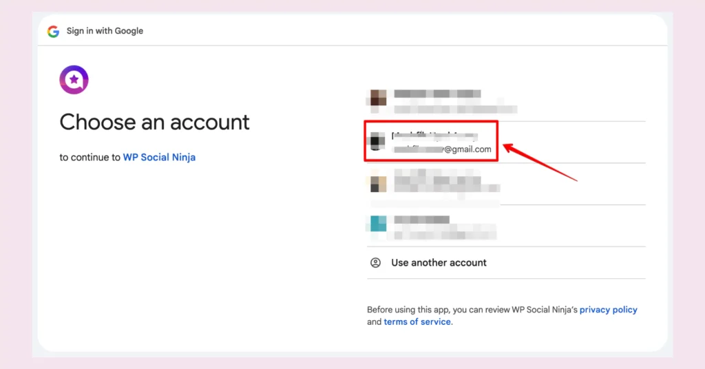 Select the Gmail account associated with your Google Business profile